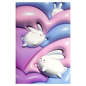 Тетрадь, 32 л. дизайнерский блок(клетка), арт. 70430/ 3D-КРОЛИКИ/ 141х215 мм, А5 мягкий переплёт (2