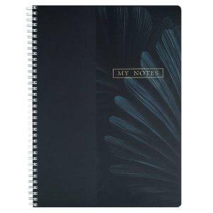 Тетрадь  96л Клетка НУАРНЫЕ ЛИСТЬЯ/ А4 гребень по длинной стороне, мелован 72641