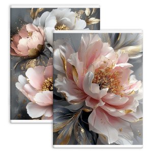 Тетрадь  80л Клетка А4 перевертыш ПИОНЫ С ЗОЛОТОМ 73675