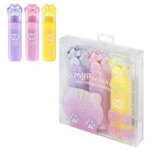 Набор текстовыделителей  3цв Замурчательные лапки 72268