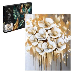 Картина по номерам с поталью БЕЛЫЕ ЦВЕТЫ 71285