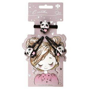 Набор аксессуаров для волос ПАНДЫ 2 заколки клик-клак 1 резинка в наборе 71758
