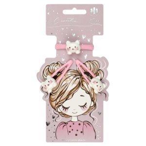 Набор аксессуаров для волос КОТИКИ 2 заколки клик-клак 1 резинка в наборе 71759