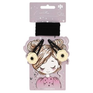Набор аксессуаров для волос ЦВЕТОЧКИ 2 заколки клик-клак 4 резинки в наборе 71760