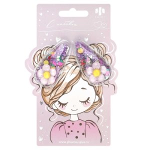 Набор заколок для волос клик-клак ЦВЕТОЧКИ в наборе 2шт 5,5 см 71730
