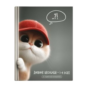 Дневник 1-4 КОТ В КЕПКЕ тиснение цв фольгой 72722