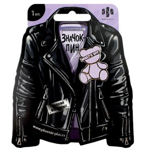 Значок пин СЕРЕБРЯНЫЙ МИШКА 1 шт в наборе размер 33x25 мм металл 71132