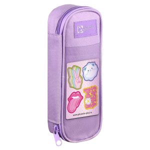 Пенал 1 секц ХИППИ 20.5х7.5х4 см полиэстер молния нашивки из ткани 65515