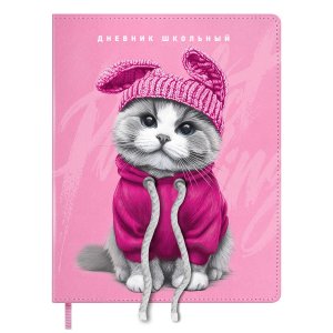 Дневник 1-11 КОТИК В ХУДИ тв кожзам 72432