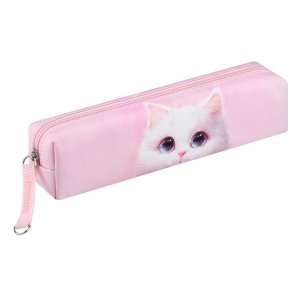 Пенал БЕЛЫЙ КОТ 20х4х4.5 см на молнии 72011