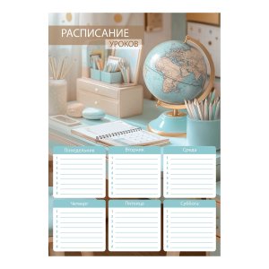 Расписание уроков А4 ГЛОБУС 210x297 мм мелованный картон 72585