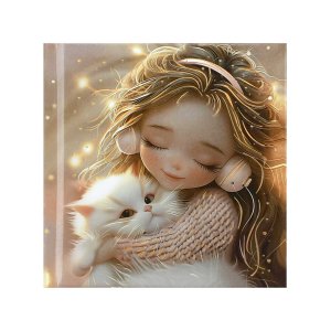Блокноты 48л 105х105 мм ДЕВОЧКА В НАУШНИКАХ И КОТЕНОК 65 г/м 74054