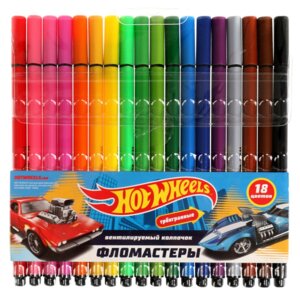Фломастеры 18цв Хот Вилс трёхгран 65361-HW