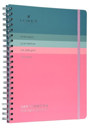 Скетчбук  30л А4 CURLY AQUARELLE GRADIENT TOUCH 200г/м2 бел бум Спираль LXSBCAA4-GT