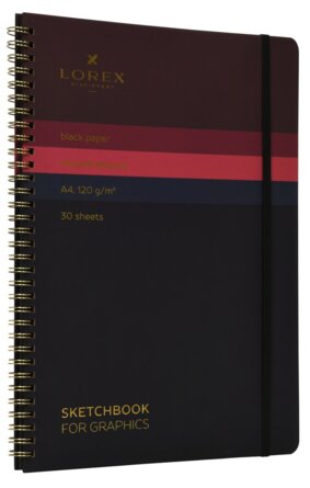 Скетчбук  30л А4 CURLY BLACK GRADIENT TOUCH 120г/м2 черн бум Спираль LXSBCBA4-GT