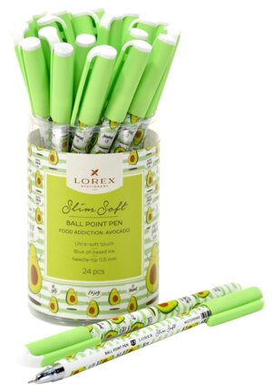 Ручка маслян 0,5мм Синяя FOOD ADDICTION AVOCADO Slim Soft Slim Soft бело зелен LXOPSS-FA2