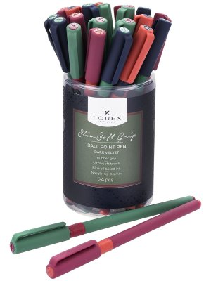 Ручка масляная 0,5мм Синяя DARK VELVET SLIM SOFT GRIP ассорти кругл корп LXOPSSG-DV2