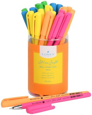 Ручка масляная 0,5мм синяя NEON Slim Soft асс кругл корп LXOPSS-NN1