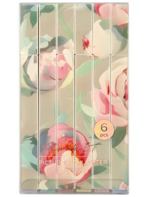 Набор текстовыделителей 6цв 1-4мм Mark it BLOSSOMS  ассо Пастель с принтом LXHLMT-BP