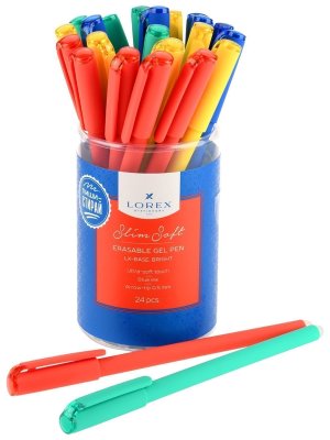 Ручка гелевая стираемая 0,5мм Синяя LOREX LX BASE BRIGHT Slim Soft Grip ultra-soft touch LXEPSS-LB2