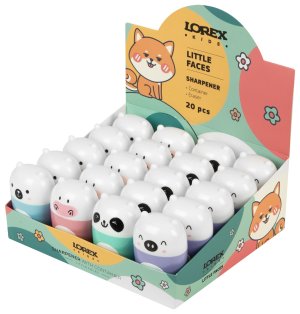 Точилка KIDS LITTLE FACES с контейнером и ластиком ассорти LXKSRMU-LF