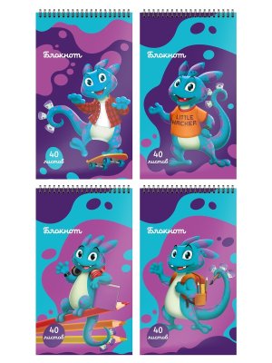 Блокнот  40л А7 СМАРТ ДИНО Уф-лак Спираль БЛГ7-СМД