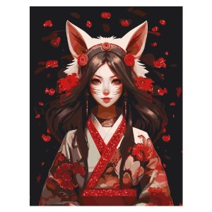 Картина по номерам на холсте с глиттером Аниме 30*40 с акриловыми красками и кистями 