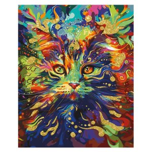 Картина по номерам на холсте с глиттером Кот холи 40*50 с акриловыми красками и кистями