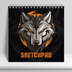 Скетчпад 40л 195*195 Волк глянц лам текстура Спираль 120г 14297