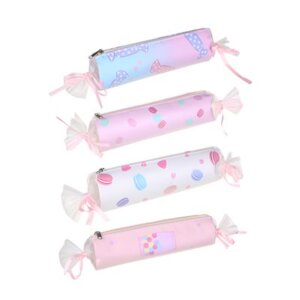 Пенал круглый в форме конфеты 21х6х6см кожзам декор тесьмой 4диз 238-269