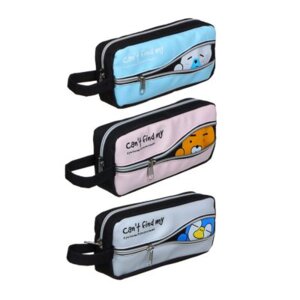 Пенал прямоугольный 23,5х9,5х4,5см декор молнией ручка джинс кожзам 3диз 238-334