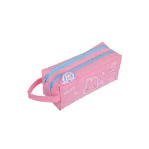 Пенал 2 отд прямоугольный ПУШИСТЫЙ ЗАЙКА 20х8х7см ткань оксфорд с принтом 238-432