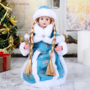 Снегурочка Голубая шубка с посохом двигается 31см 3555391