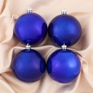 Набор шаров пластик 8см 4шт Глянец Синий 1009333