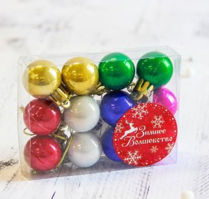 Набор шаров пластик 2,5см 12шт Глянец Микс 2178137