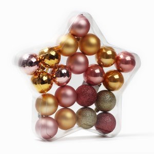 Набор шаров пластик 5см 20шт Золото и розовые 10419997