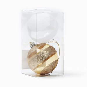 Набор шаров пластик 7см 2шт Белый и золотой 10420003