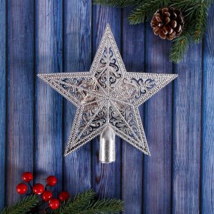 Наконечник Звезда праздничный декор 18х18см Серебро 5043531