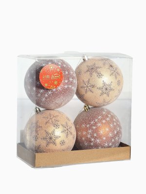 Набор шаров пластик 10см 4шт Морозное утро коричневый 4250864