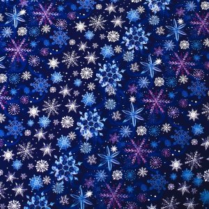 Бумага упаковочная глянц Синие снежинки 70×100см 2576279