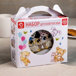 Набор детской посуды Совы тинейджеры 3 предм кружка 250 мл миска 400 мл тарелка 18 см 4311500