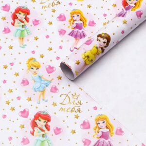 Бумага упаковочная глянцевая Принцессы 49х70см 9579006