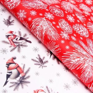 Бумага упаковочная глянц двусторонняя Снегири 80г/м2  70х100см 10549232