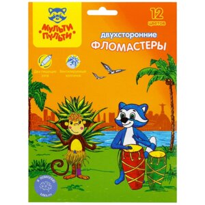 Фломастеры 12цв 12шт Енот в Бразилии двусторон смываемые WP_10742