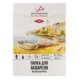 Папка с бумагой для акварели 20л А3 200 г/м2т PWG-A320