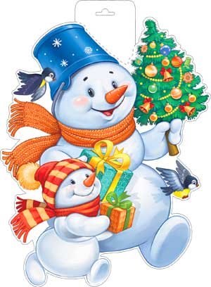 Плакат фигурный Снеговички с елочкой P34-451