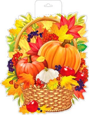 Плакат фигурный Корзина с тыквами P34-446