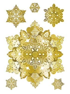 Оформительские наклейки Снежинки золото PH4M-45