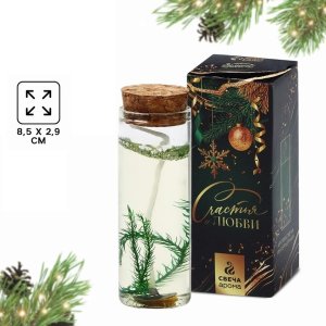 Свеча интерьерная в колбе Еловая ветка 3х3х8см 10518056